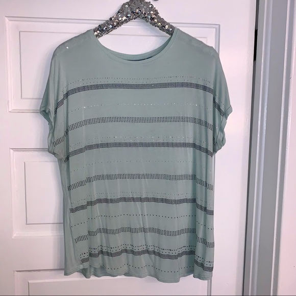 Apt. 9 Mint Striped Tee - Picture 1 of 5